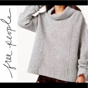 Free People Grey Sidewinder Cowl Neck Oversized Sweater Small